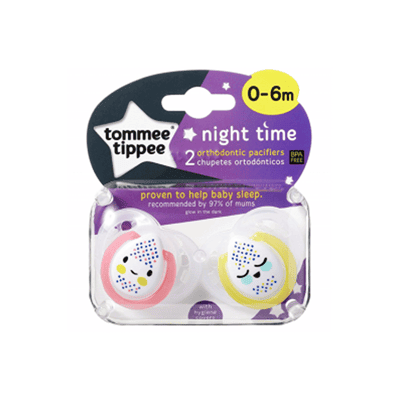 Tommee Tippee 2PK Night Time Soother 0-6M - With Case - TT 433372